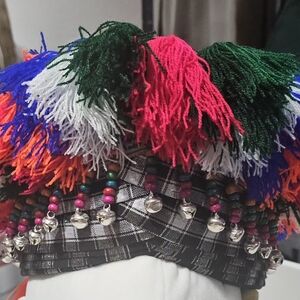 Multicolor Beaded Women's Hmoob Txaij Hat